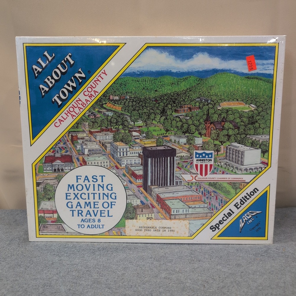 Vtg 1979 All About Town Calhoun County Alabama Board Game Anniston New - Picture 1 of 3